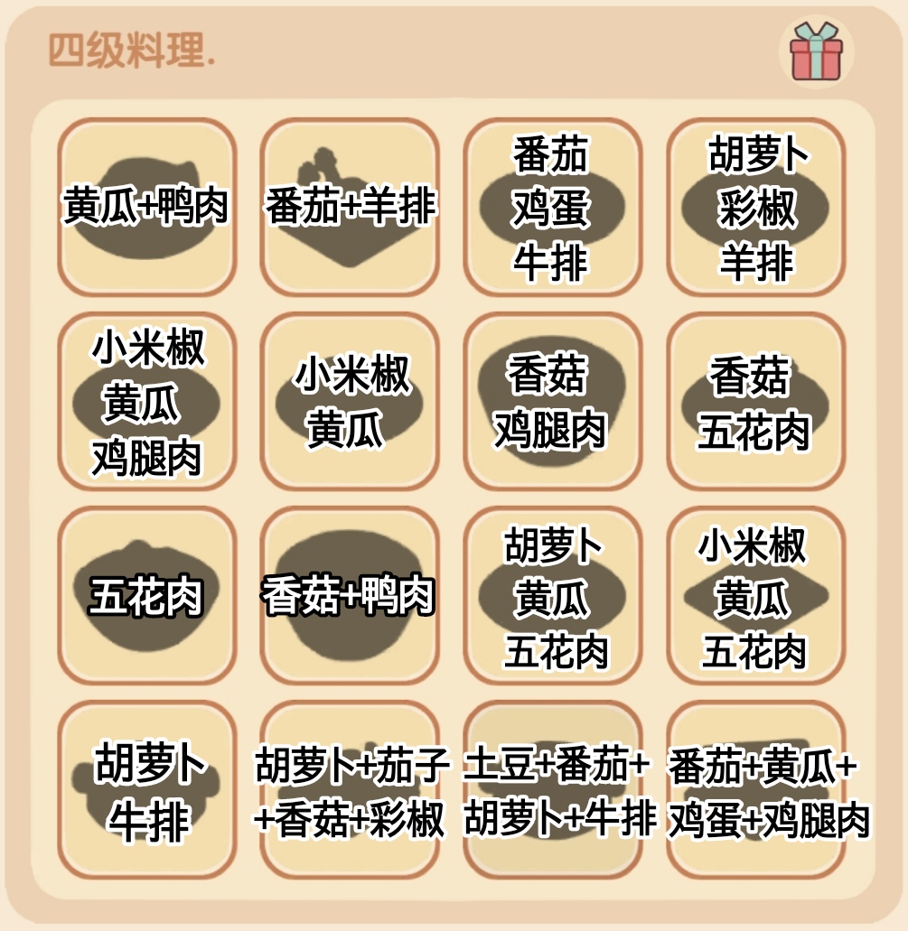 我的休闲时光四级菜谱配方全攻略