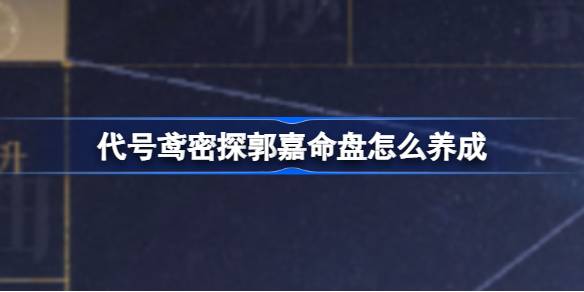 代号鸢郭嘉命盘养成全攻略：核心技巧与搭配详解