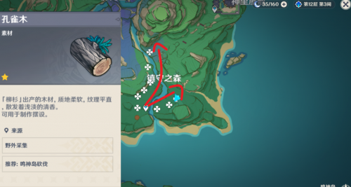 原神孔雀木怎么找？鸣神岛的秘密地图