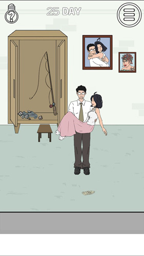 找到老婆的私房钱2第25关通关攻略：利用哑铃抱起妻子获取私房钱